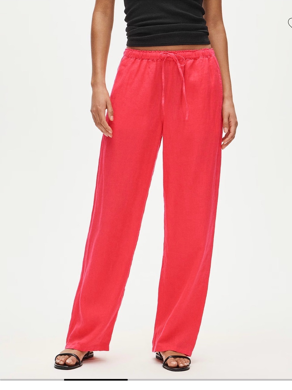 J. Crew Wide-Leg Drawstring Pants in Bright Coral - Picture 4 of 7